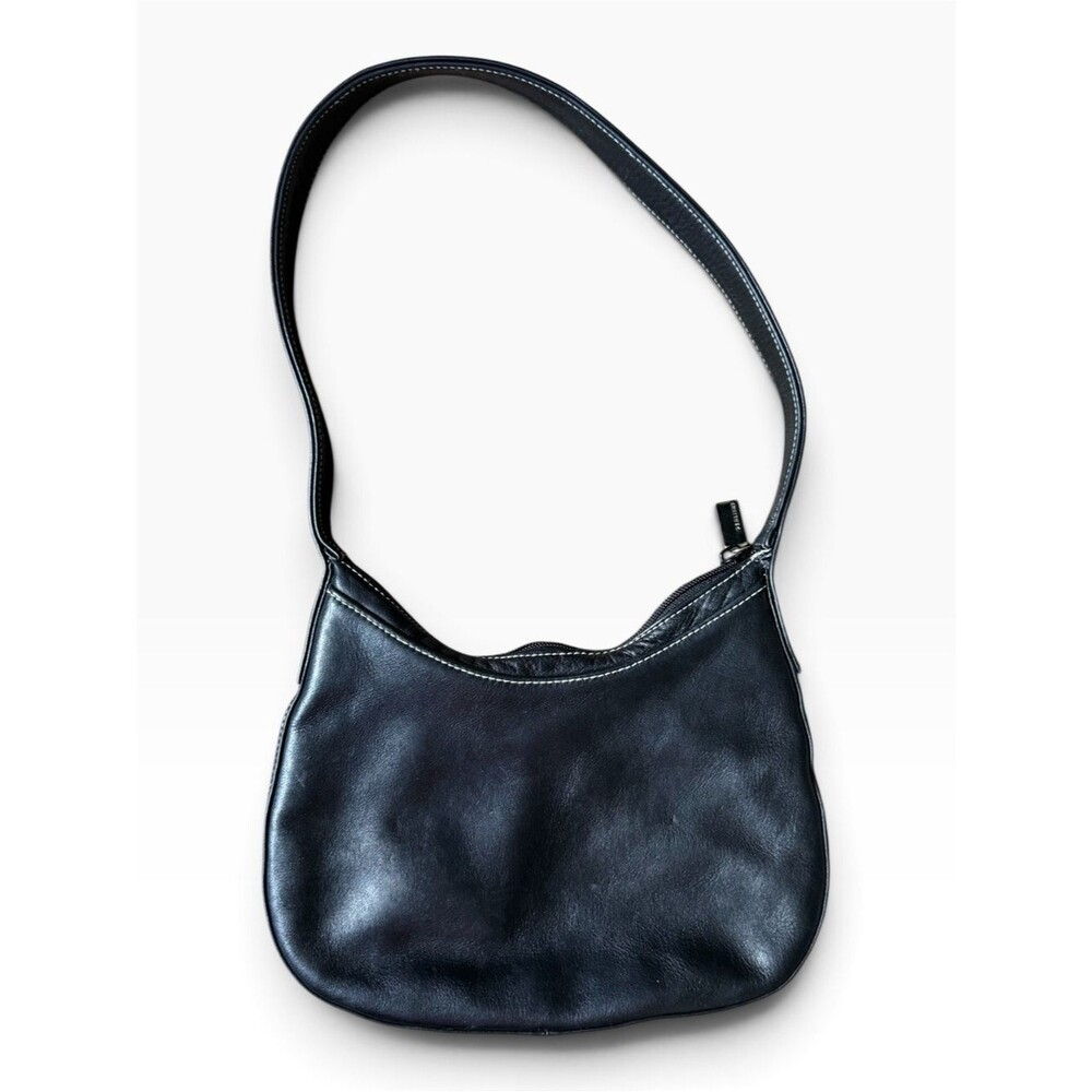 vintage Perlina black leather shoulder bag